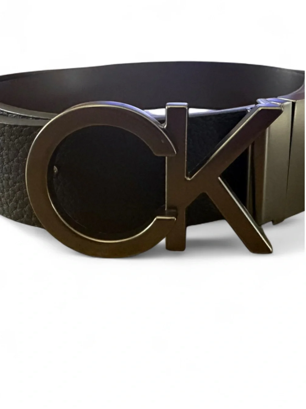 Calvin Klein Black Belt with CK Round Logo Buckle